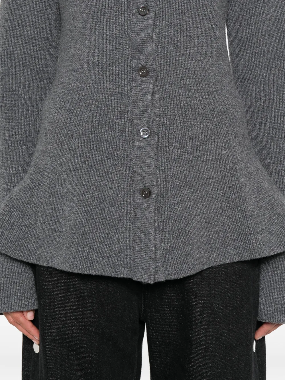 Rohe Ribbed Button Top In Gray