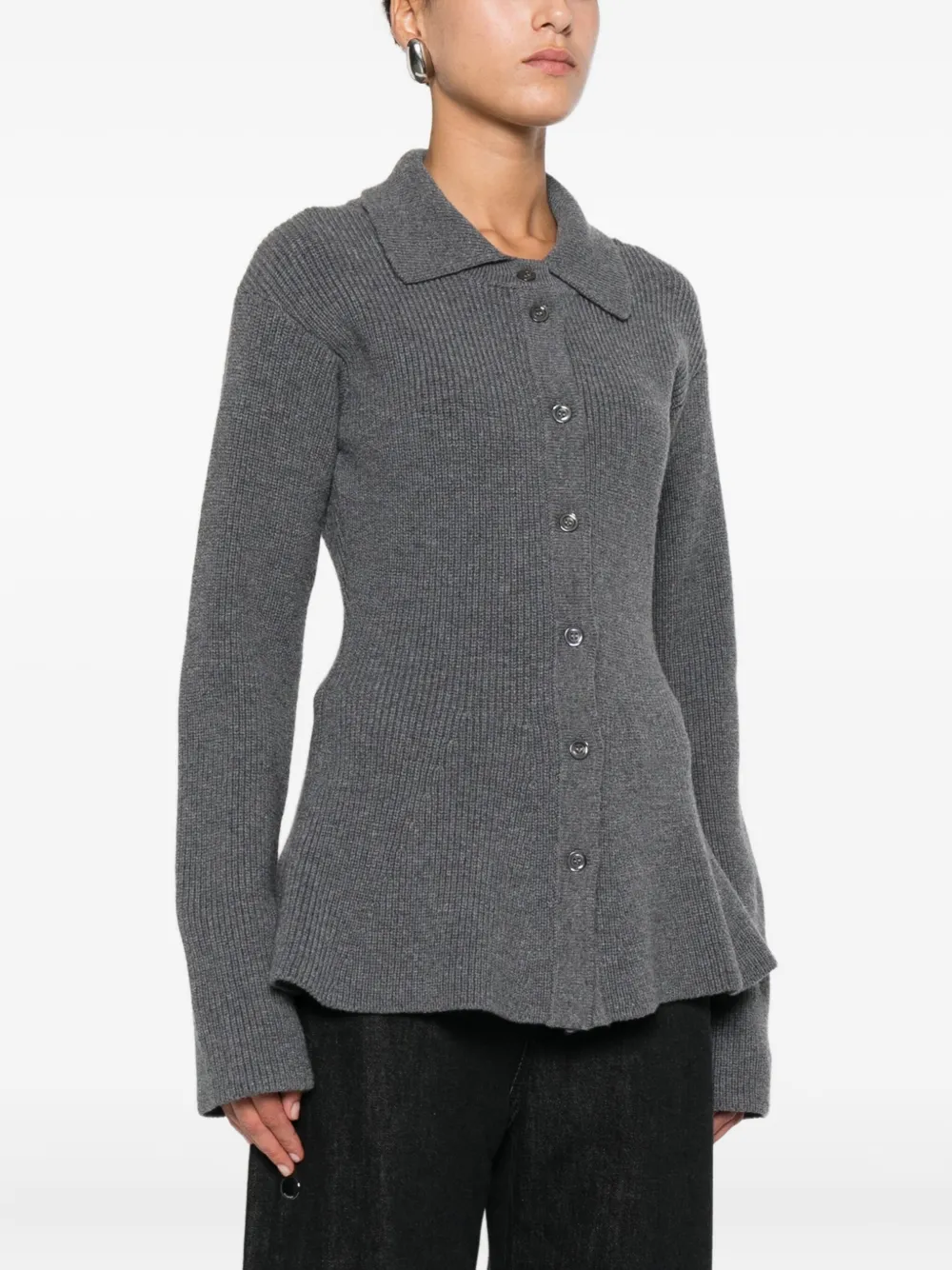 Rohe Ribbed Button Top In Gray