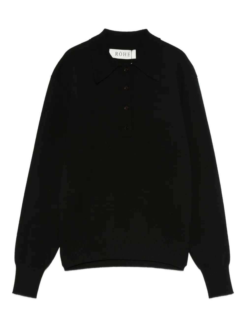Róhe knitted polo top | Black | Image 1