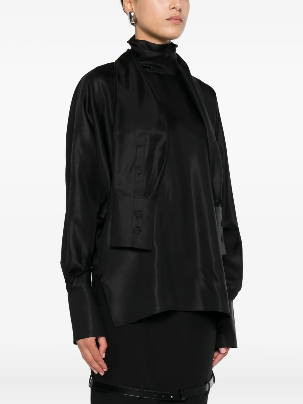  Róhe High-neck Satin Top - Black 