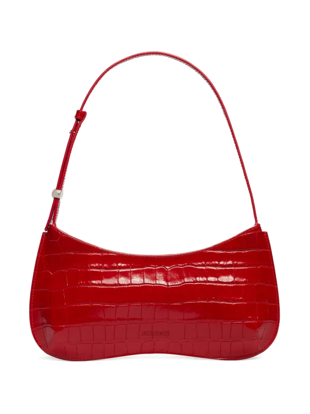 Jacquemus Le Bisou Crocodile-embossed Zip Shoulder Bag In Red