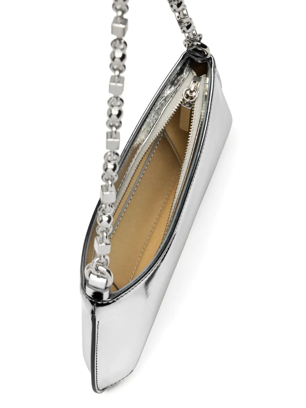 Jacquemus Le Petit Bisou Chaine Shoulder Bag In Silver