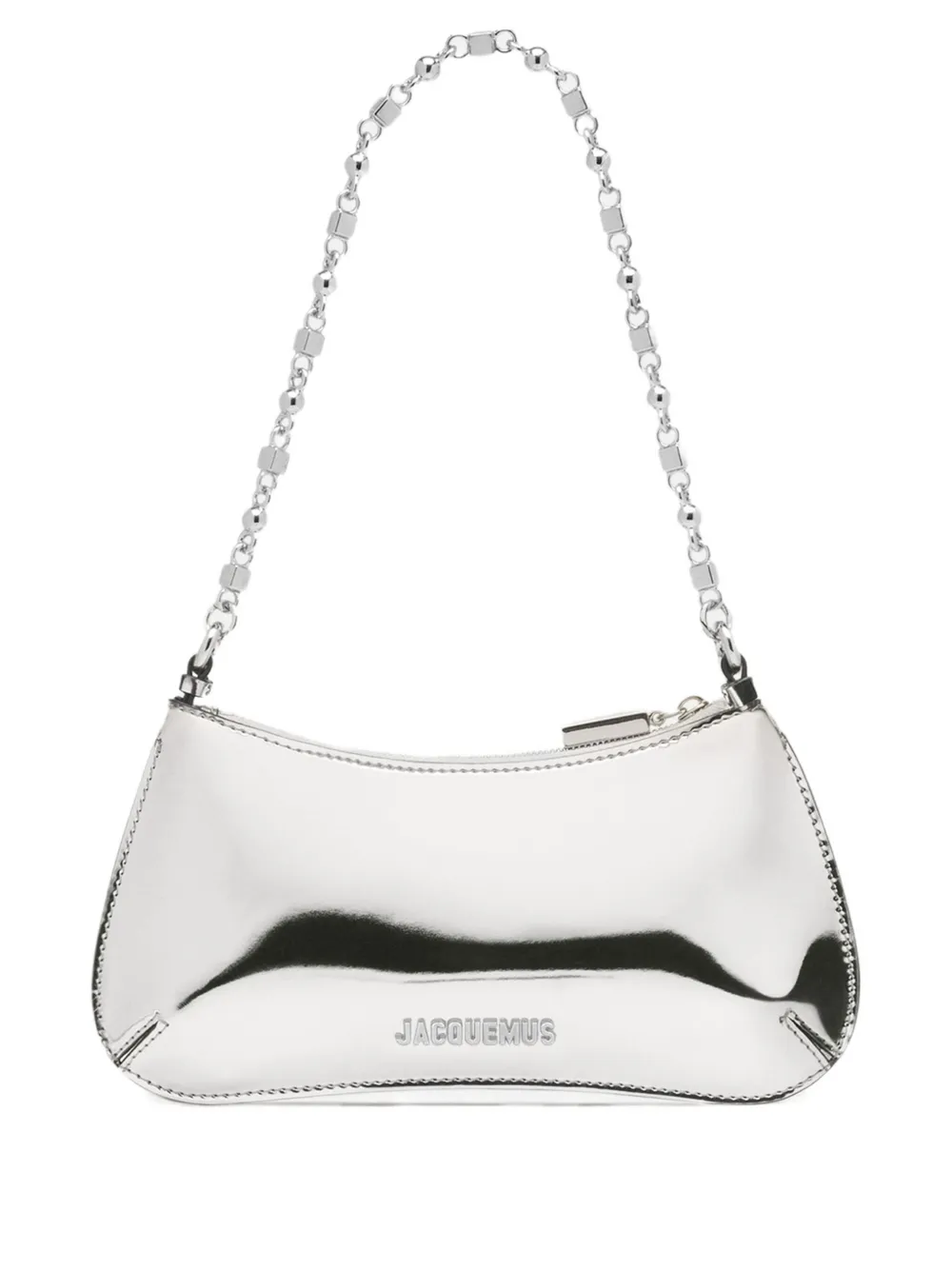 Jacquemus Le Petit Bisou Chaine Shoulder Bag In Silver