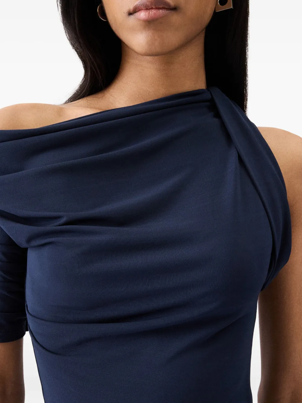 Jacquemus draped one-shoulder dress Blauw