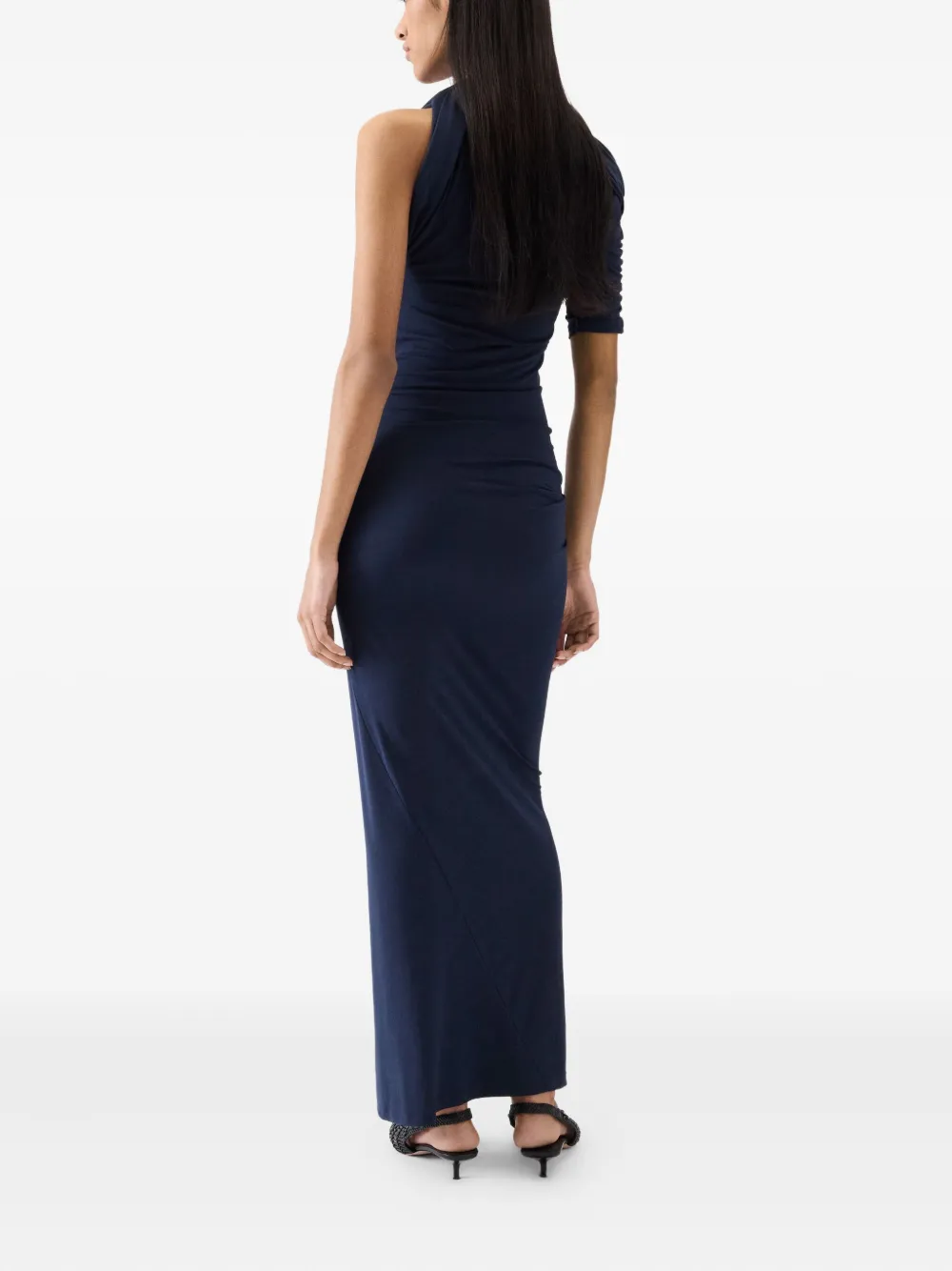 Jacquemus draped one-shoulder dress Blauw