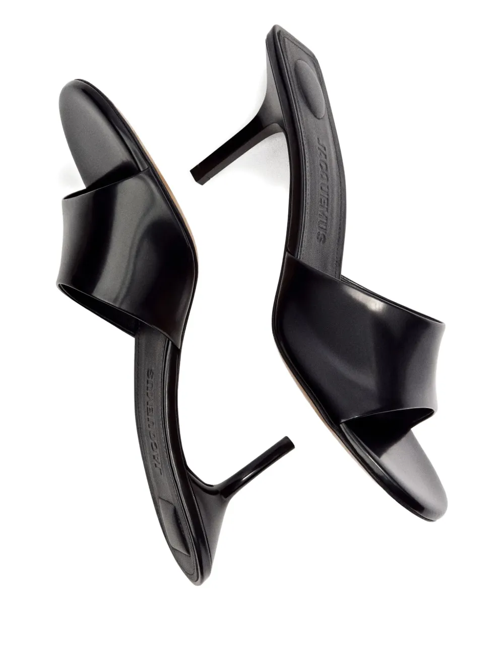 Jacquemus 70 mm leren muiltjes met open neus Zwart
