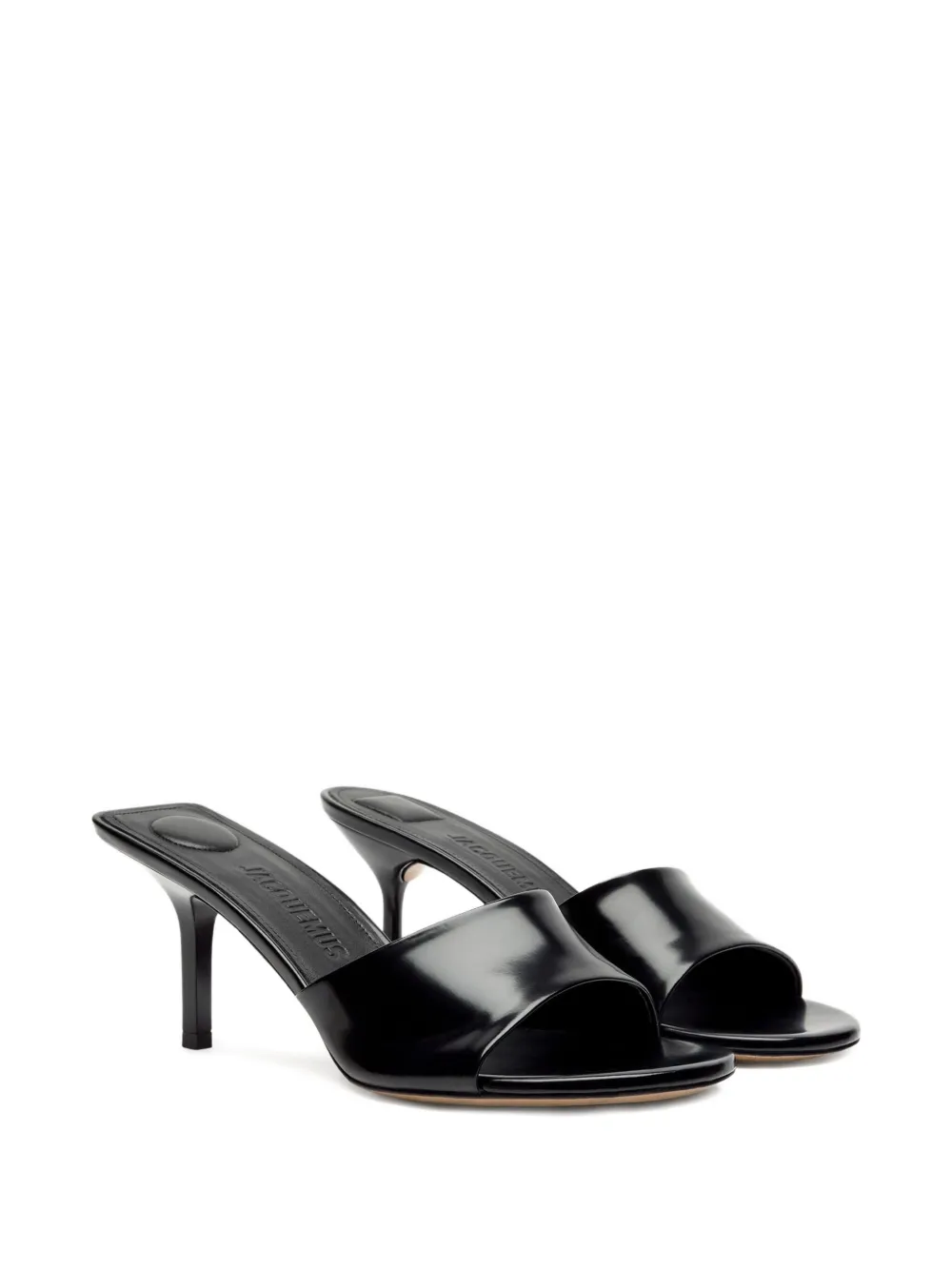 Jacquemus 70 mm leren muiltjes met open neus Zwart