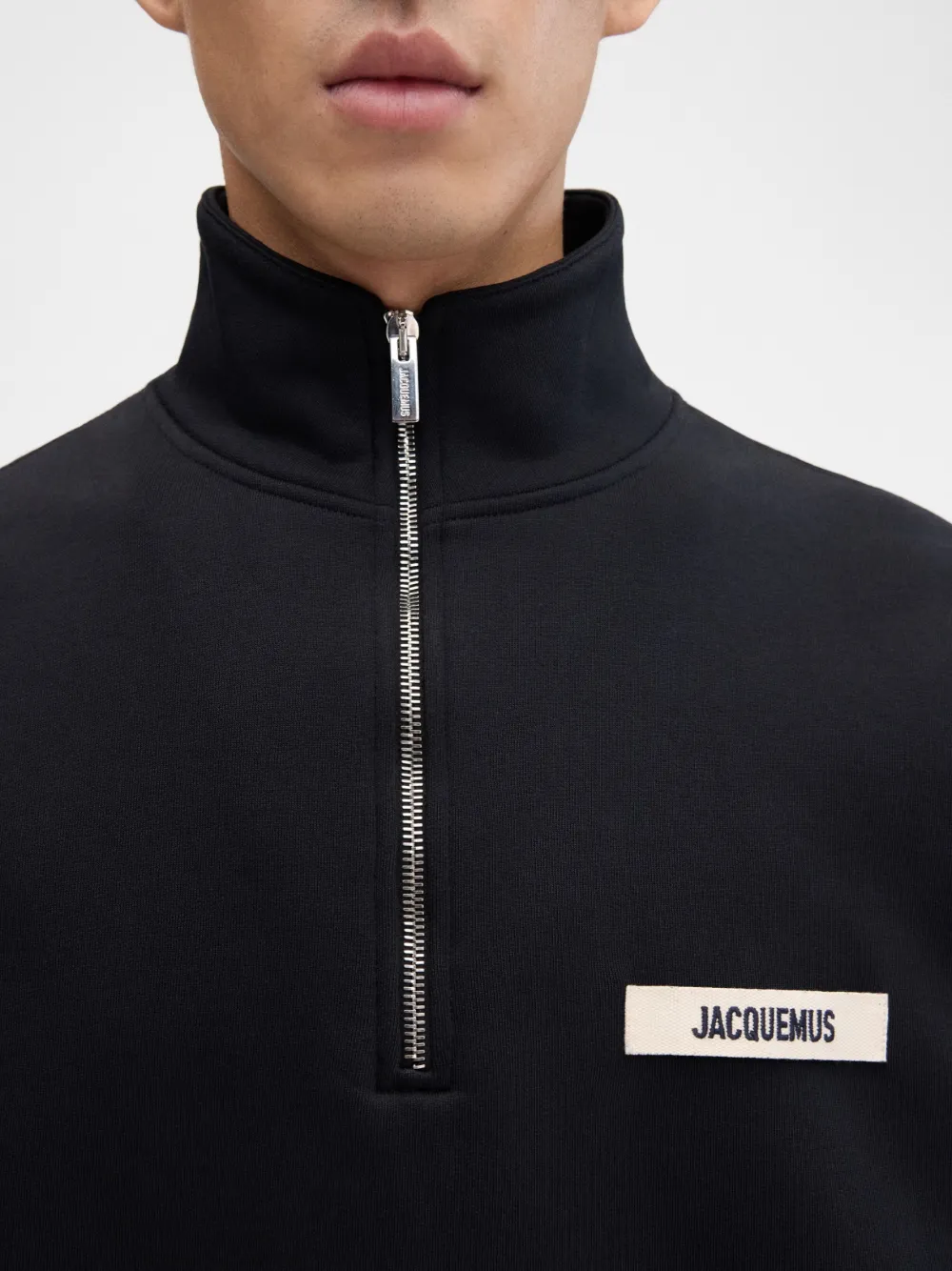 Jacquemus half-zip logo-patch sweatshirt Zwart