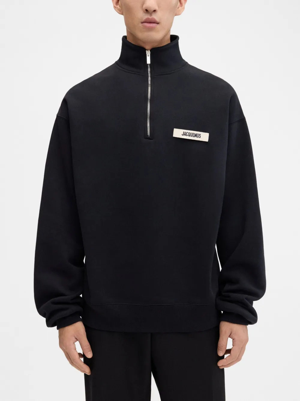 Jacquemus half-zip logo-patch sweatshirt Zwart