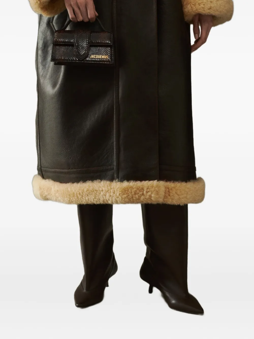 Jacquemus The Bambino top-handle leather clutch bag Bruin