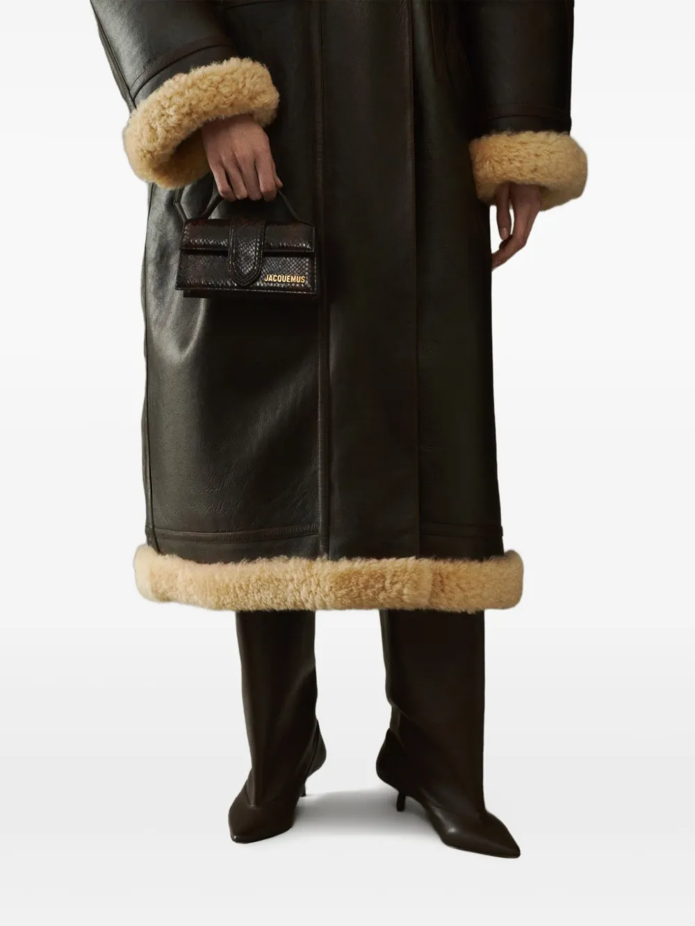 Jacquemus The Bambino leren clutch met handgreep Bruin
