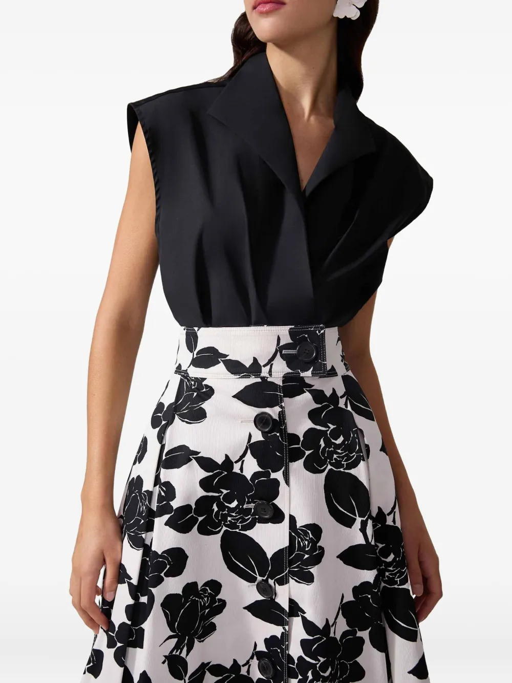 Carolina Herrera Midi-jurk met bloemenprint Zwart