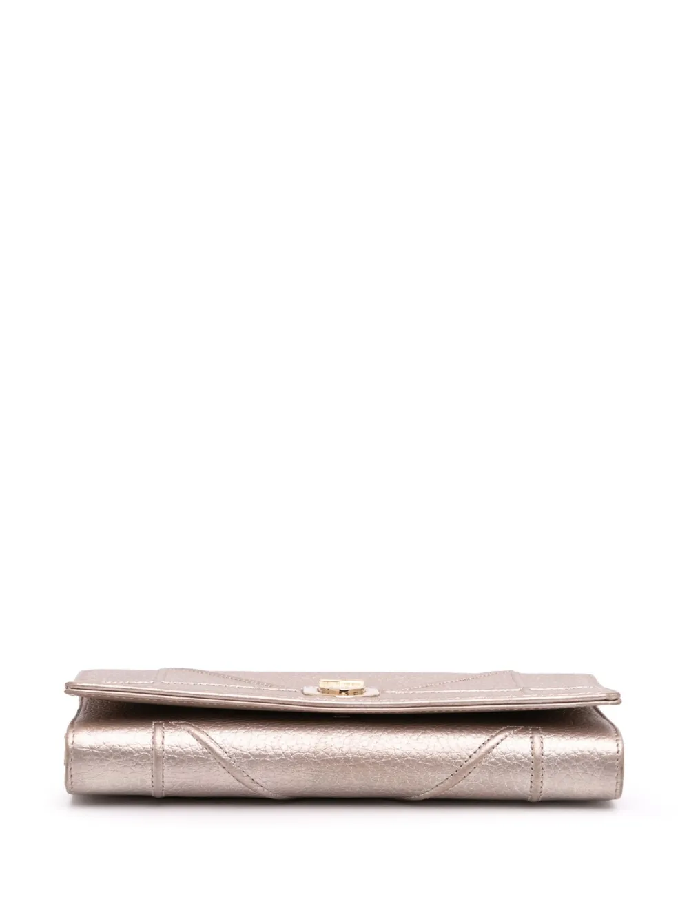 Pre-owned Dior 2017 Metallic Grained Calfskin Ama Wallet On Chain Crossbody Bag In Pink