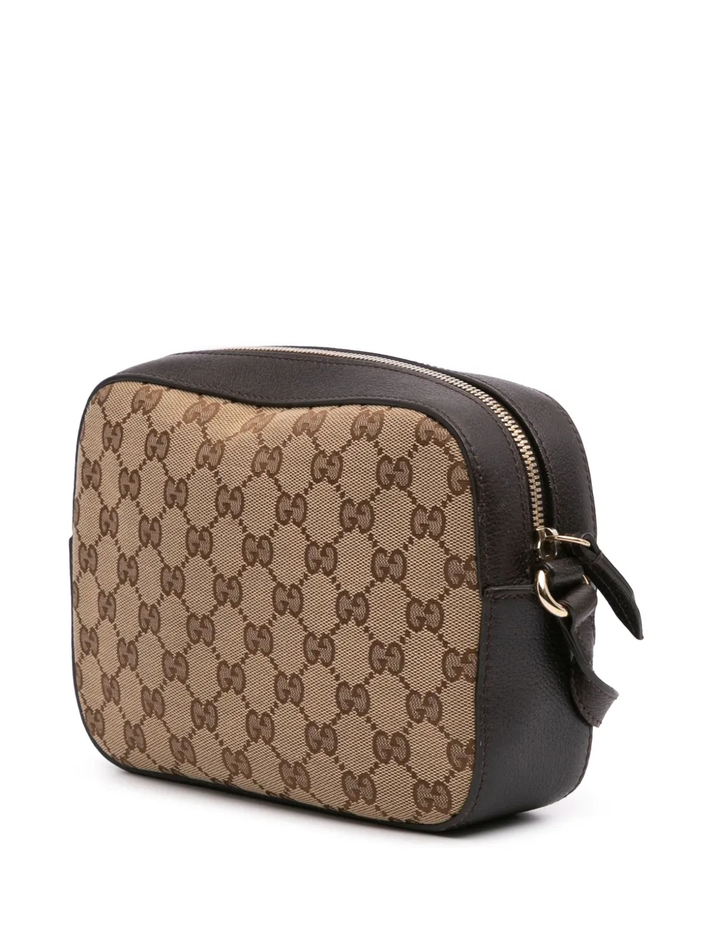 Pre-owned Gucci 2016-2024 Gg Canvas Webby Bee Camera Bag Crossbody Bag In Brown