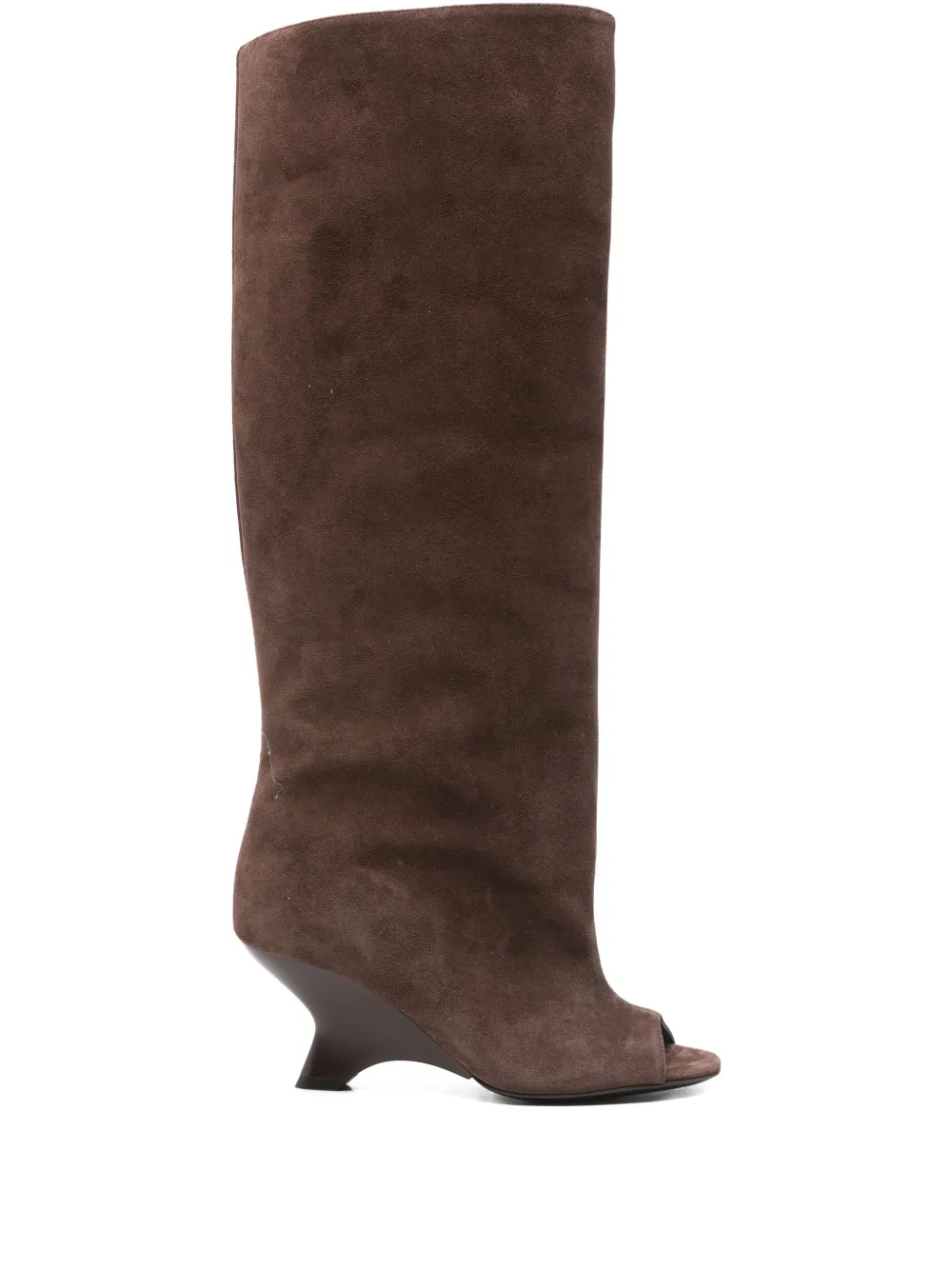 GIABORGHINI 70mm Ninette peep-toe suede boots Brown