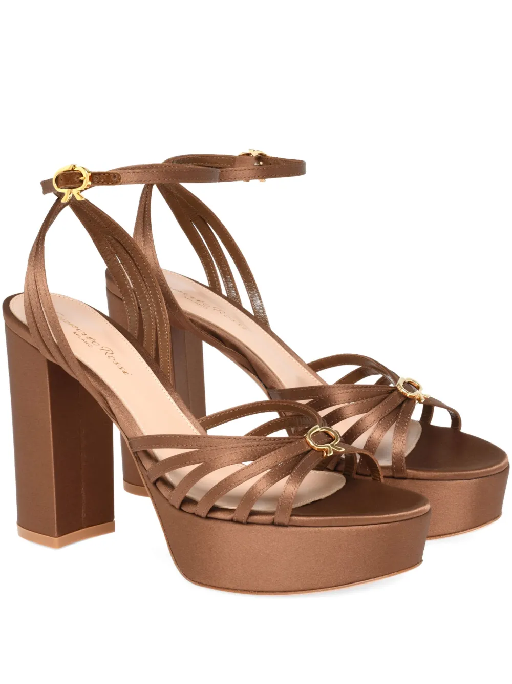 Gianvito Rossi strappy block-heel sandals Brown