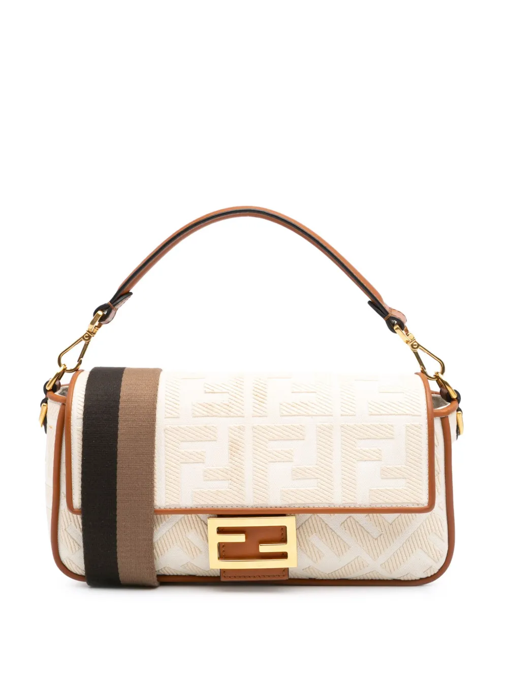Fendi Pre-Owned 2010-2024 Zucca Embroidered Canvas Baguette satchel | Brown | Image 1
