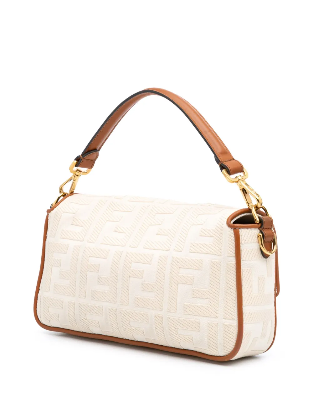 Pre-owned Fendi 2010-2024 Zucca Embroidered Canvas Baguette Satchel