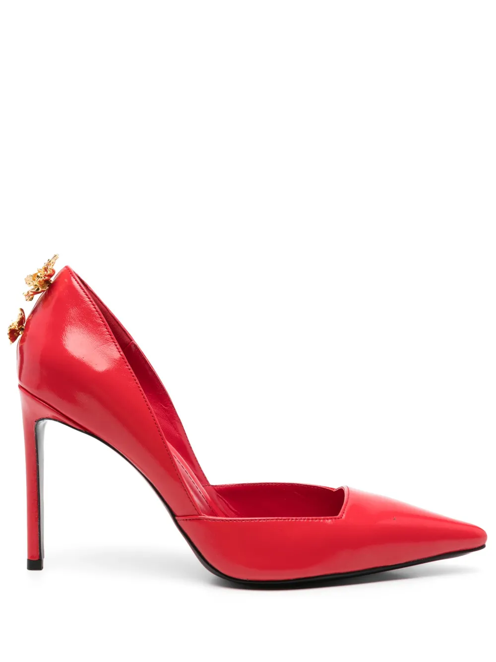 GINISSIMA x Moogu 100mm floral-appliqué heeled pumps - レッド GINISSIMA x Moogu 100mm floral-appliqué heeled pumps - レッド