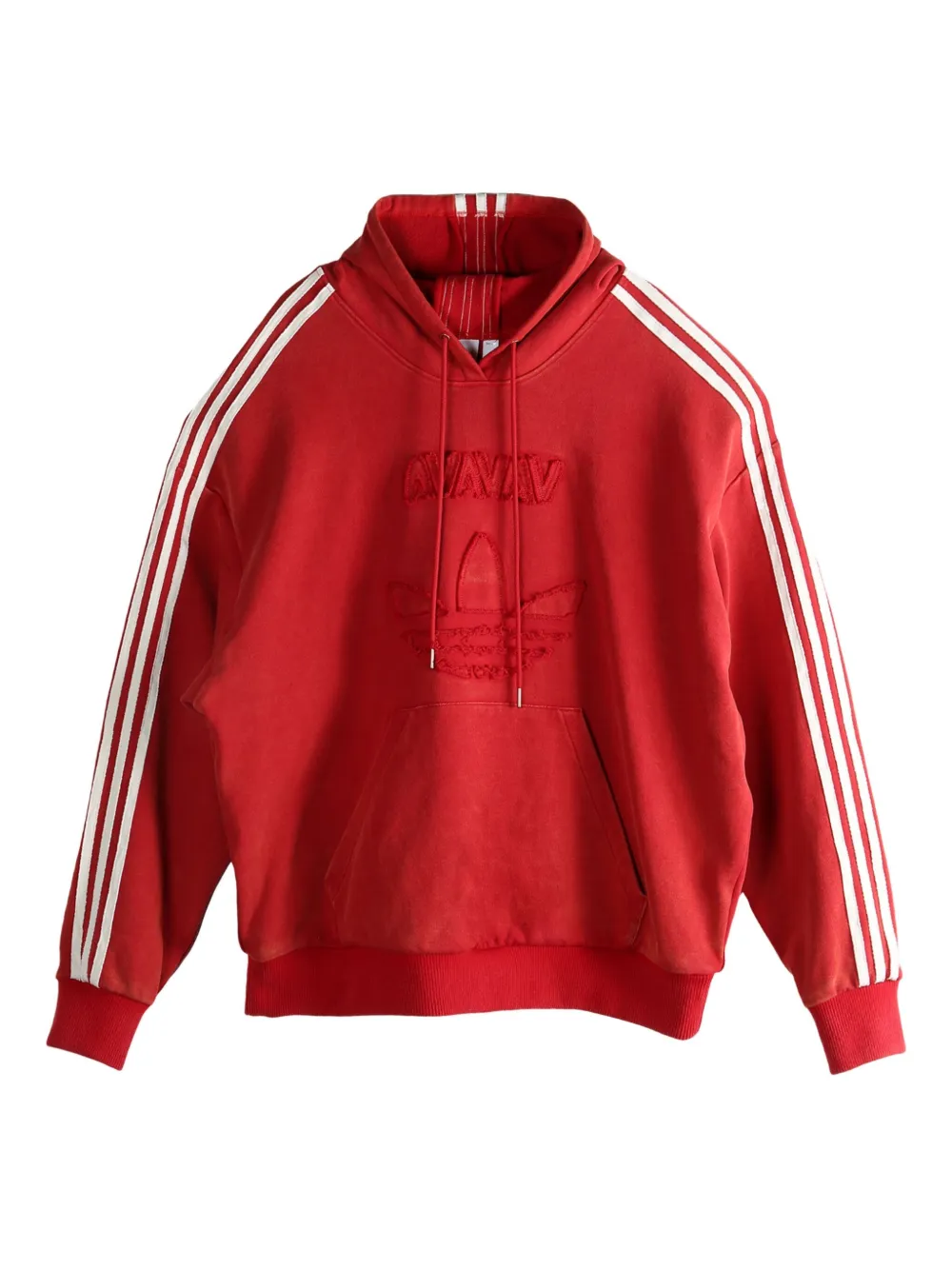 adidas appliqué logo cropped hoodie - レッド adidas appliqué logo cropped hoodie - レッド