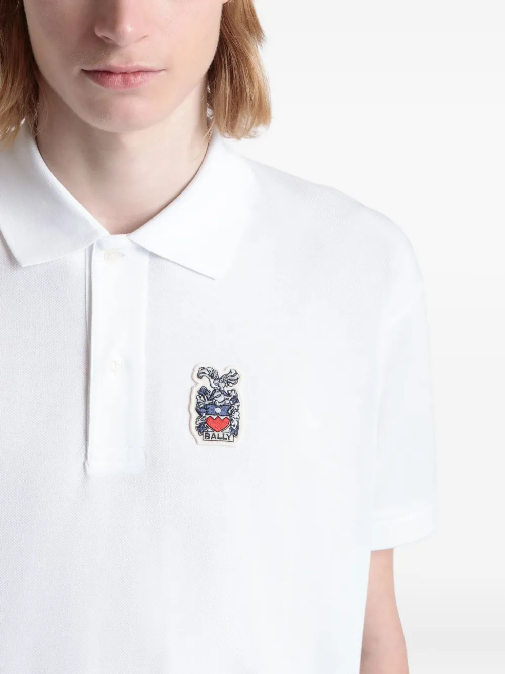 Bally embroidered piqué polo shirt Wit