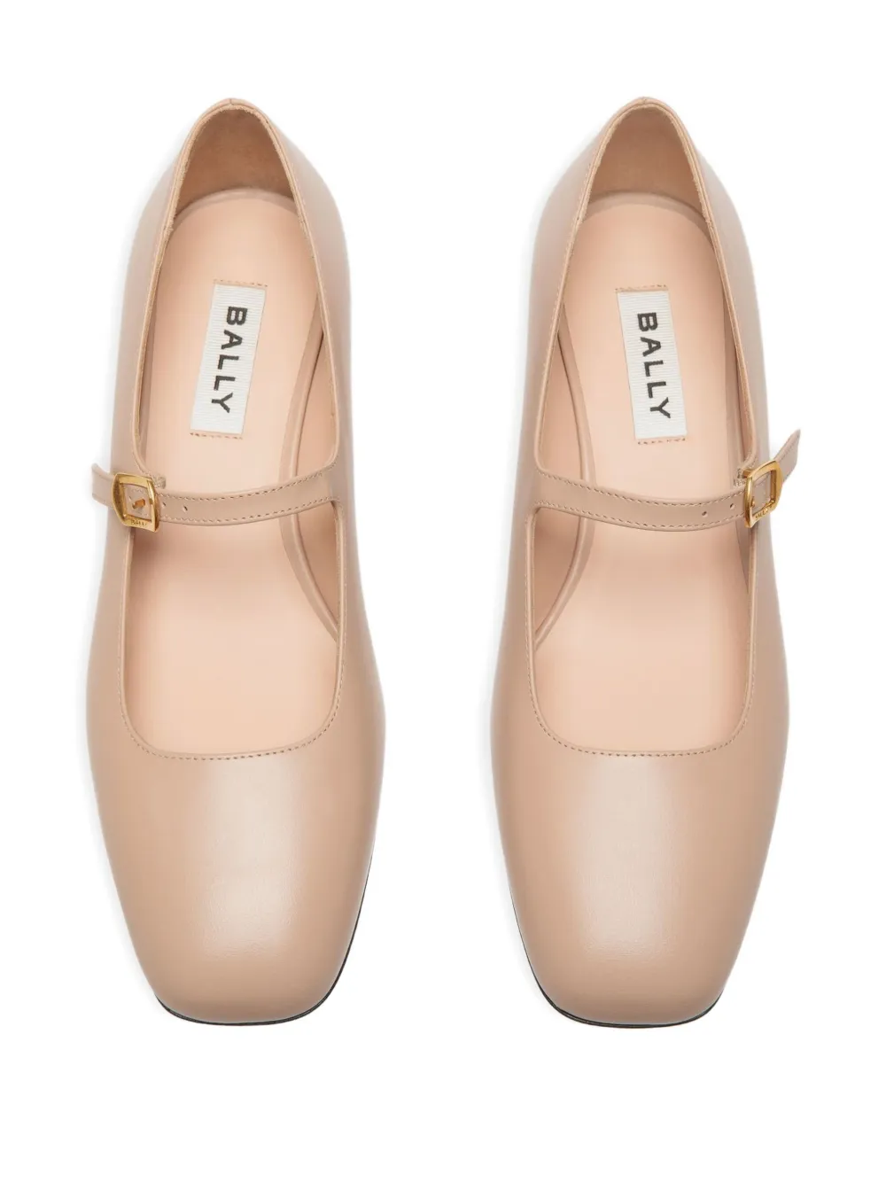Bally Platte pumps met gespbandje en vierkante neus Beige