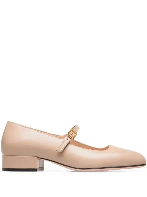 Bally buckle-strap square-toe flat pumps