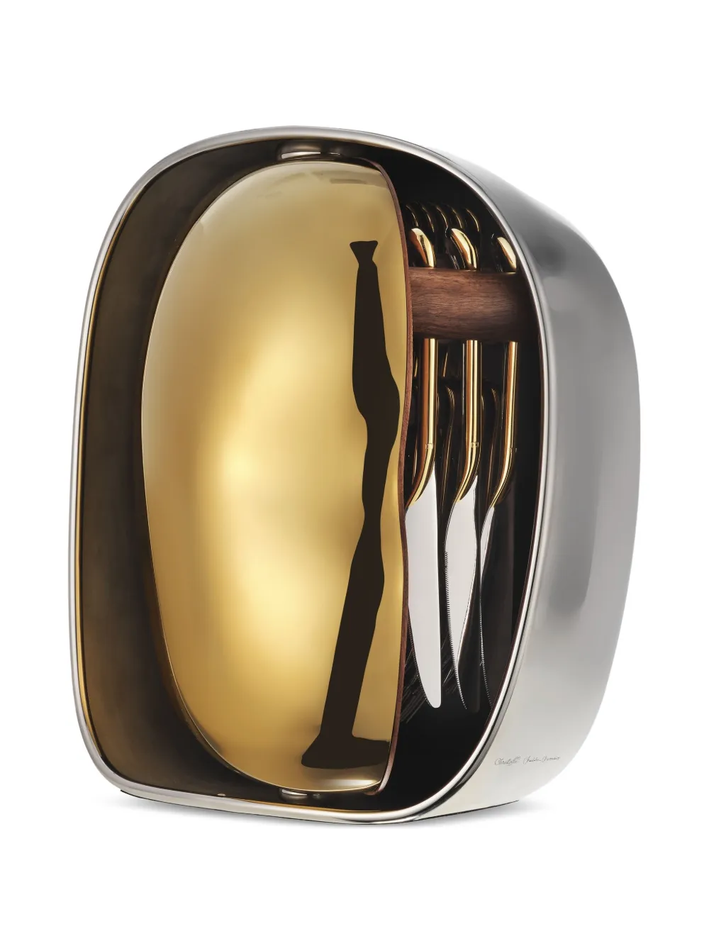 Christofle Partially Gilded Silver-plated Flatware Set (24 Pieces) In Brown