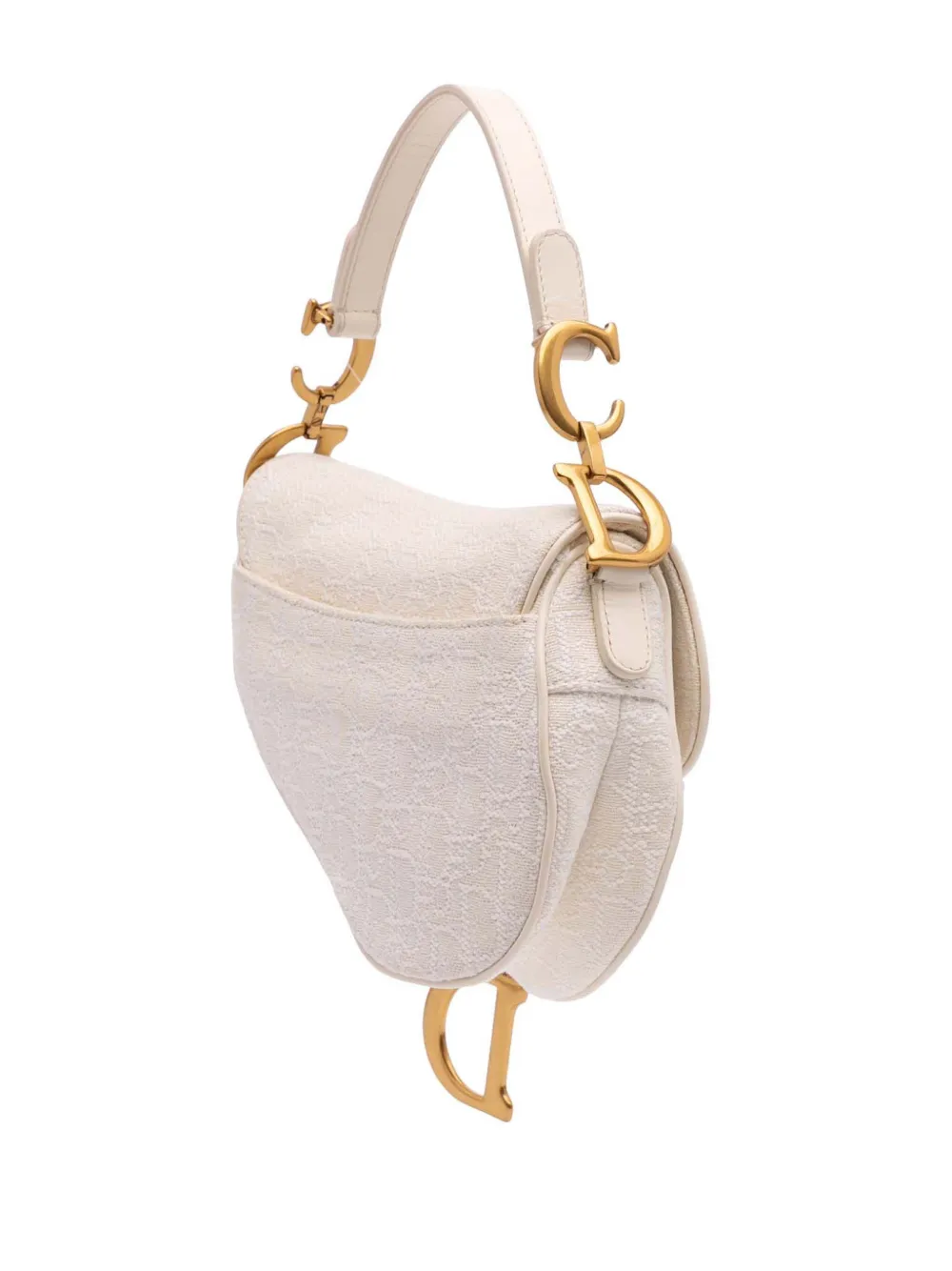 Pre-owned Dior 2020 Mini Oblique Canvas Saddle Bag Satchel In White