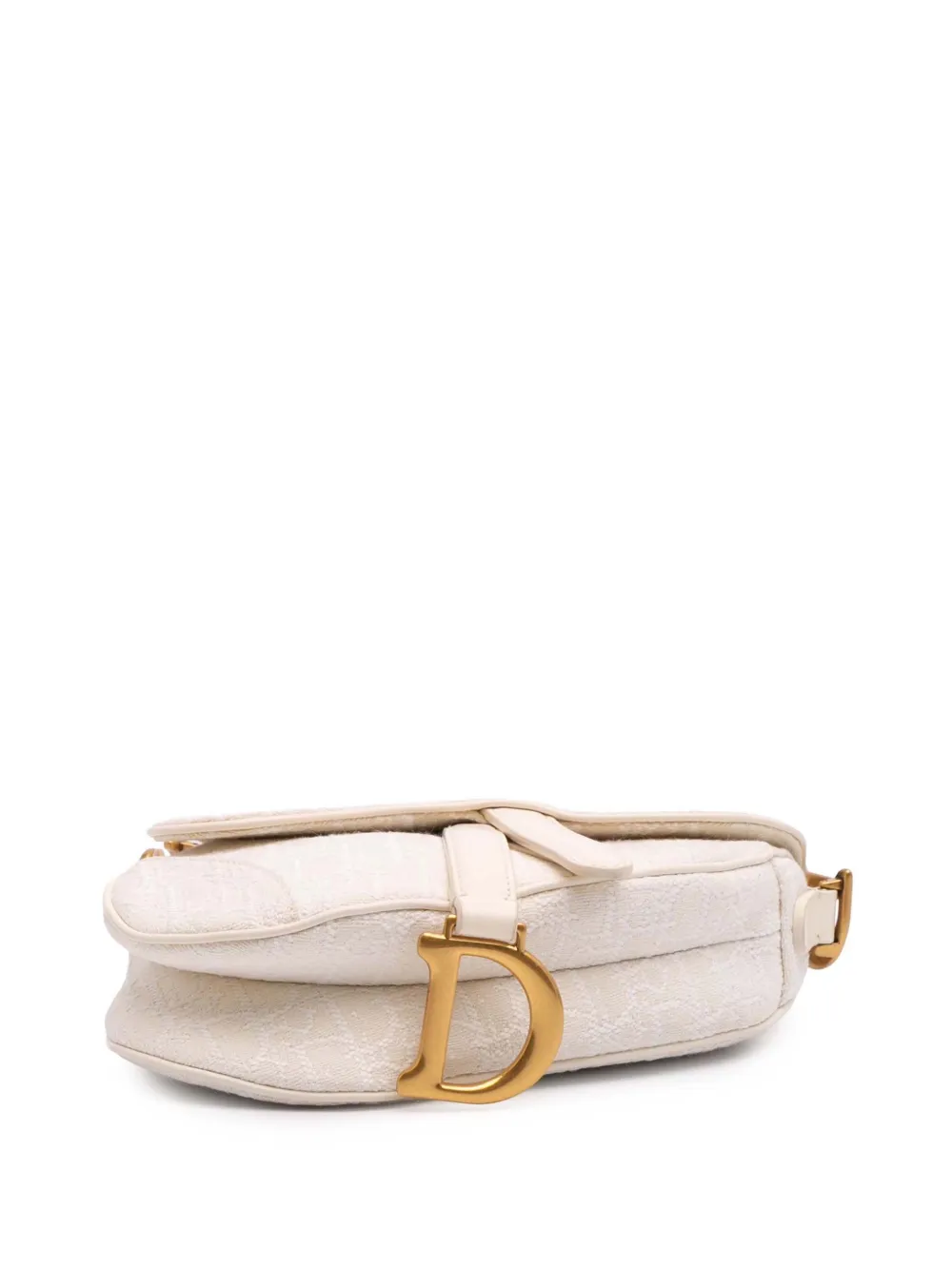 Pre-owned Dior 2020 Mini Oblique Canvas Saddle Bag Satchel In White