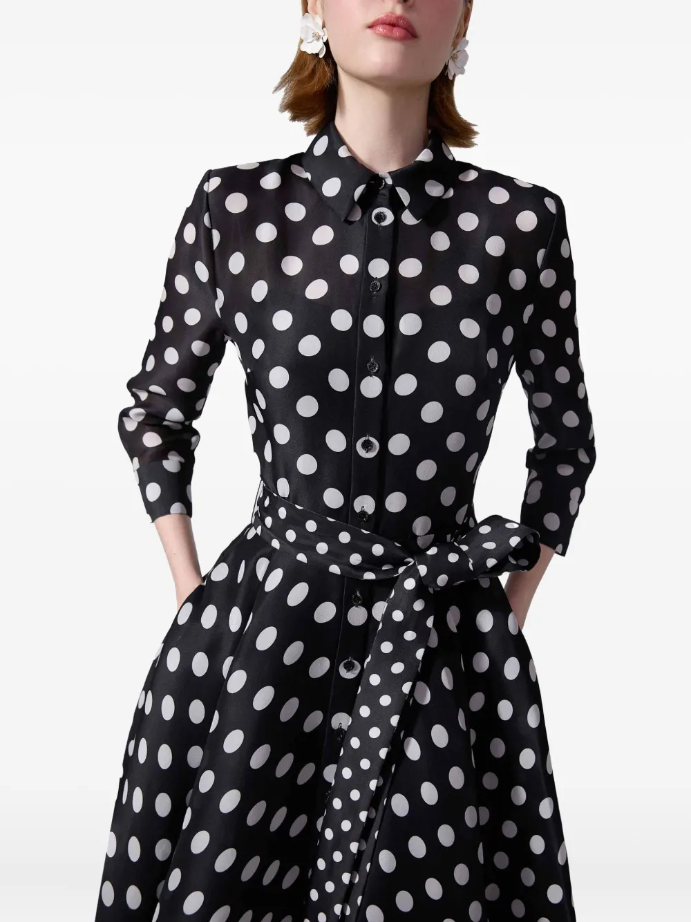 Carolina Herrera Polka Dot-pattern Maxi Dress In Black