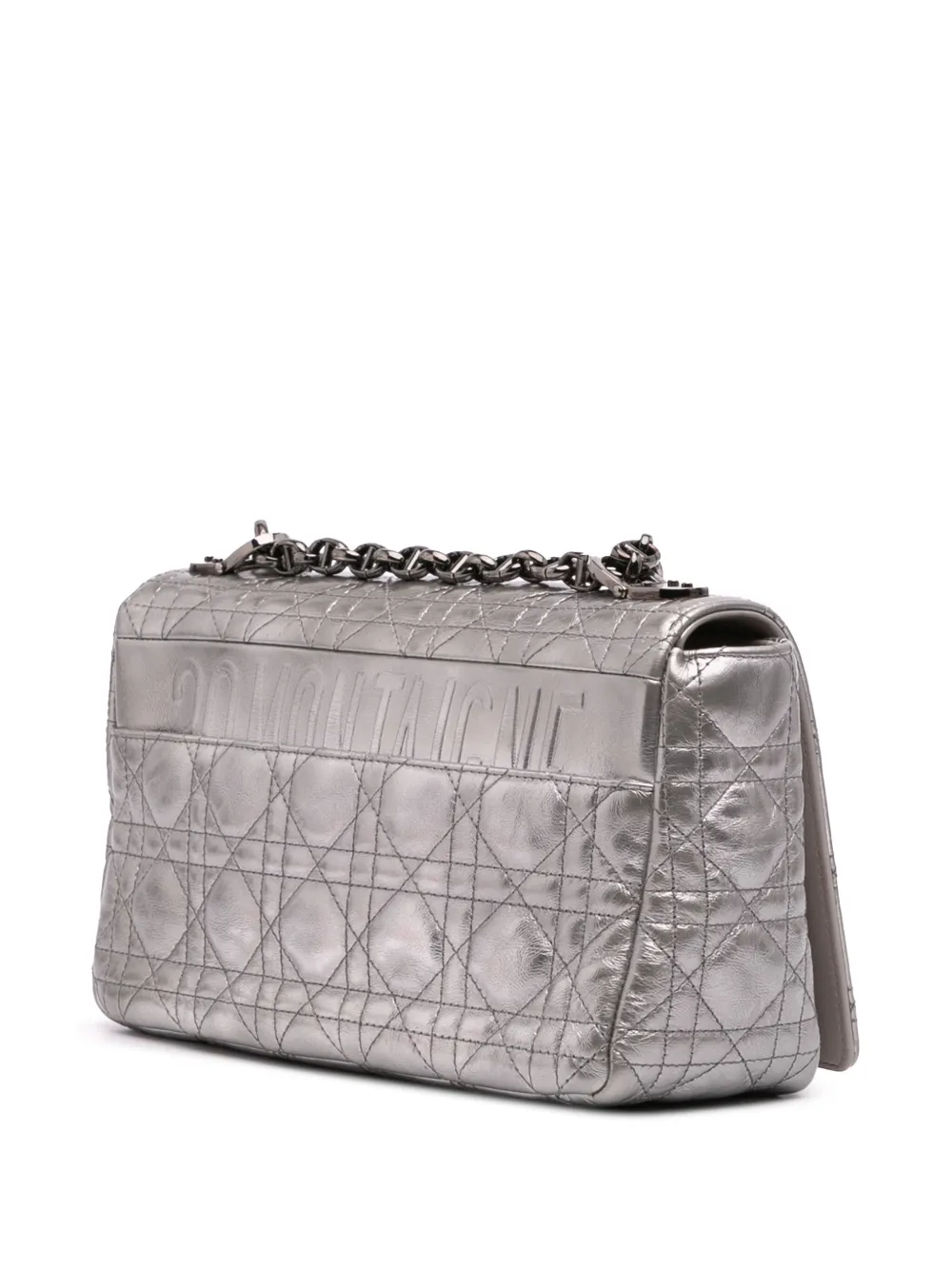 Pre-owned Dior 2021 Medium Metallic Calfskin Cannage Supple Caro Bag Crossbody Bag