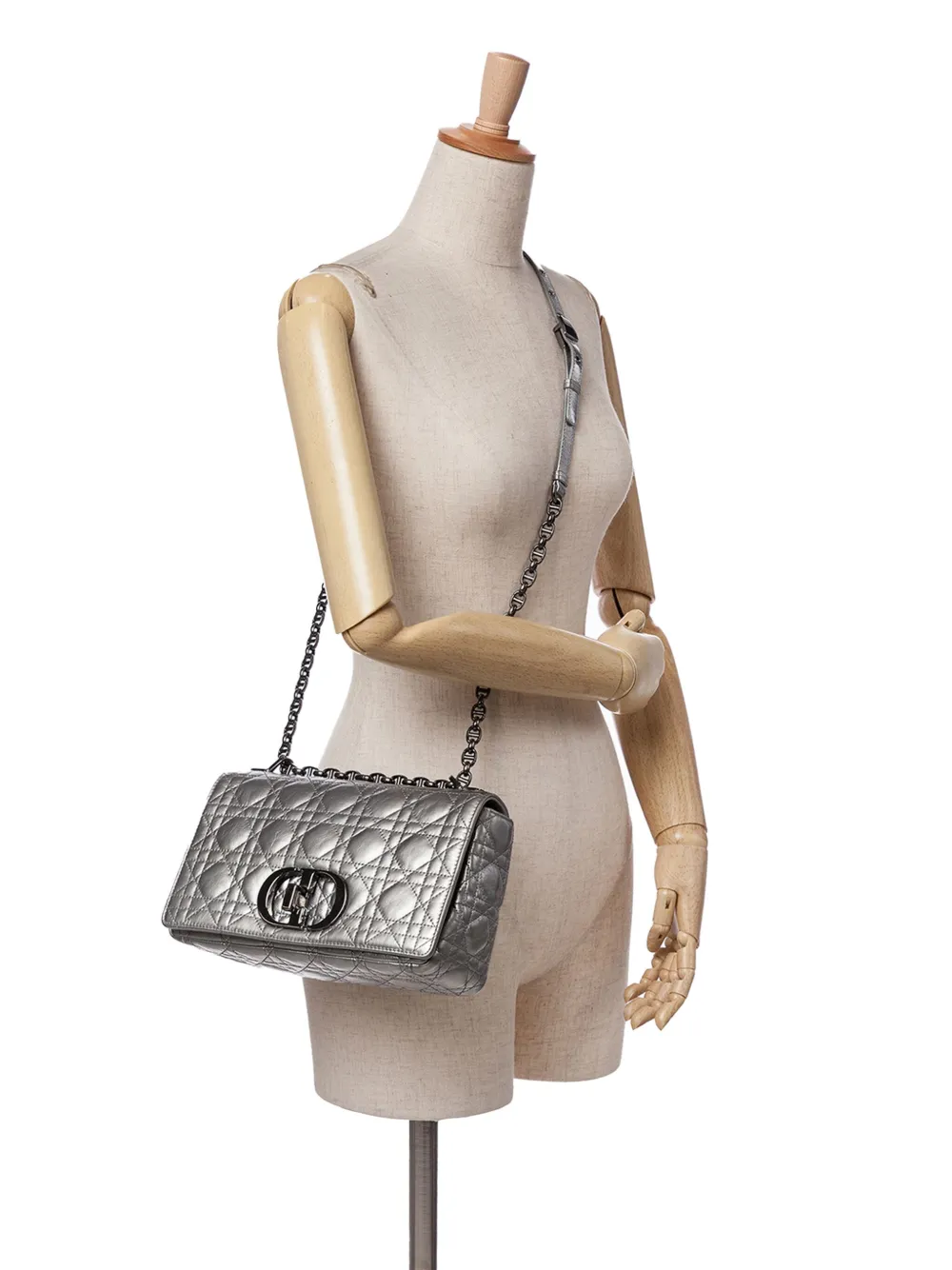 Christian Dior Pre-Owned 2021 Medium Metallic Calfskin Cannage Supple Caro Bag crossbody bag | Pre-Owned | Image 2