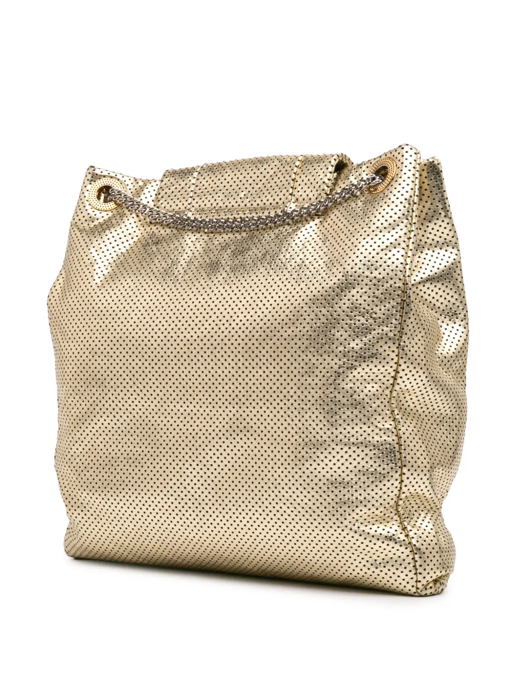 Pre-owned Chanel 2008-2009 Perforated Crackled Metallic Calfskin Drill Tote Bag