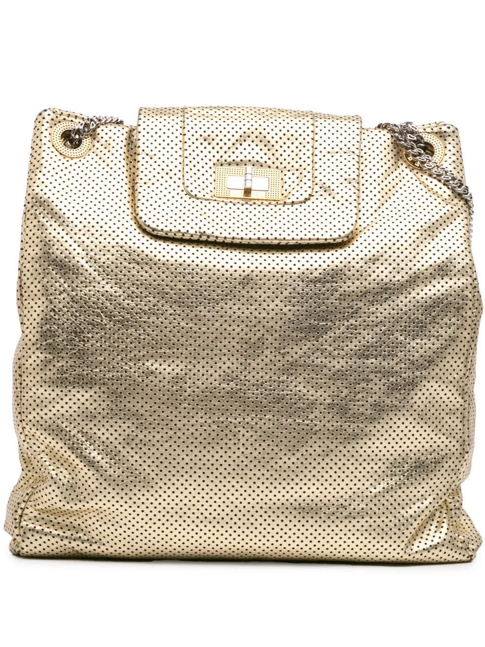 CHANEL Pre-Owned 2008-2009 パーフォレーテッド クラックル メタリックカーフ ドリル ハンドバッグ - CHANEL Pre-Owned 2008-2009 パーフォレーテッド クラックル メタリックカーフ ドリル ハンドバッグ -