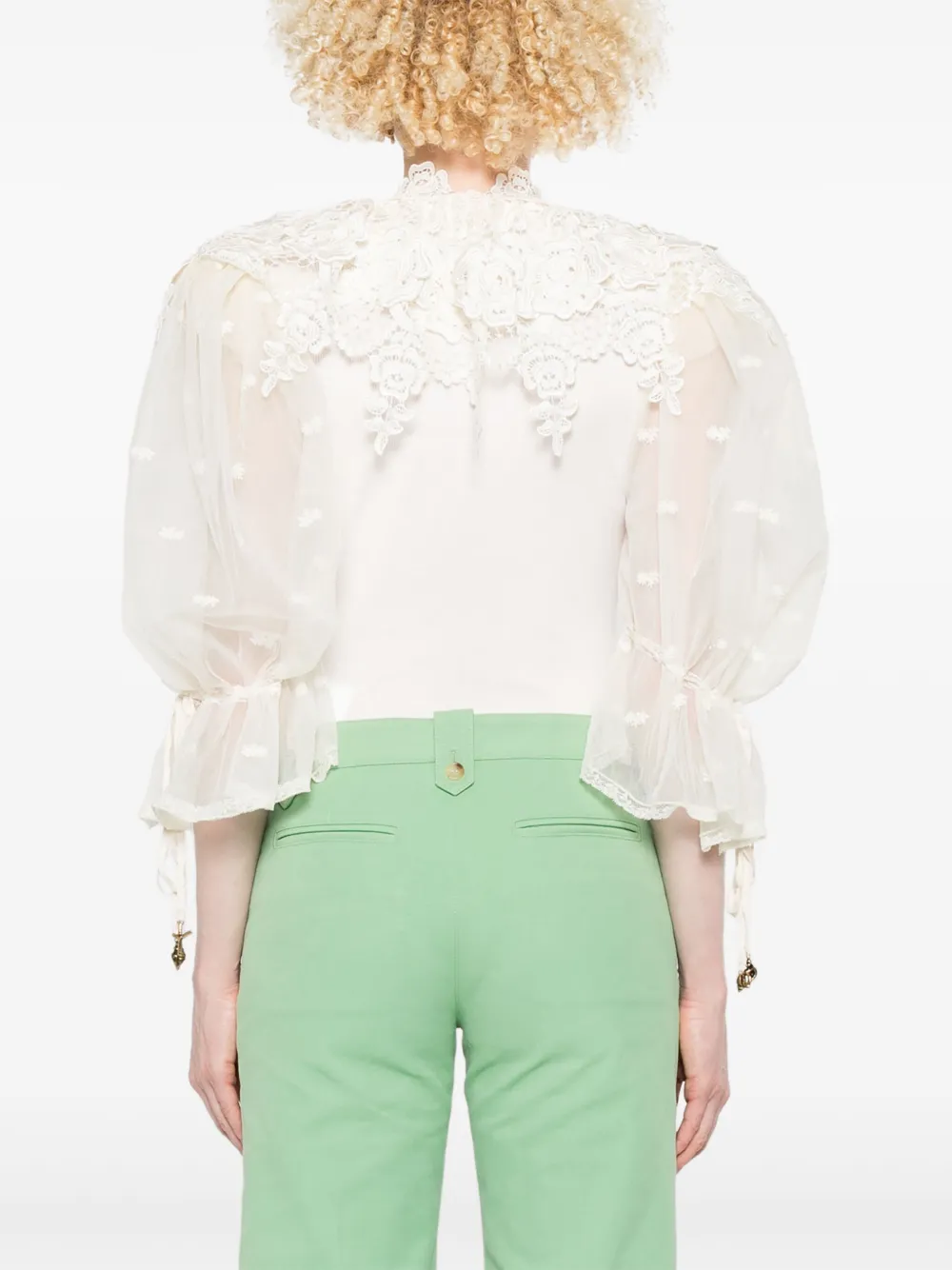 Chloé Katoenen body met kanten applicatie Beige