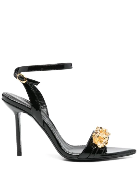 GINISSIMA x Moogu 100mm floral-appliqué heeled sandals
