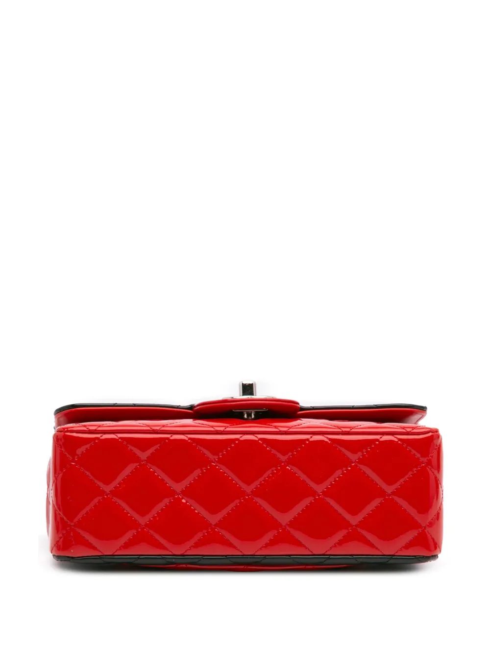 Pre-owned Chanel 2019 Mini Rectangular Bicolor Patent Single Flap Crossbody Bag In Black