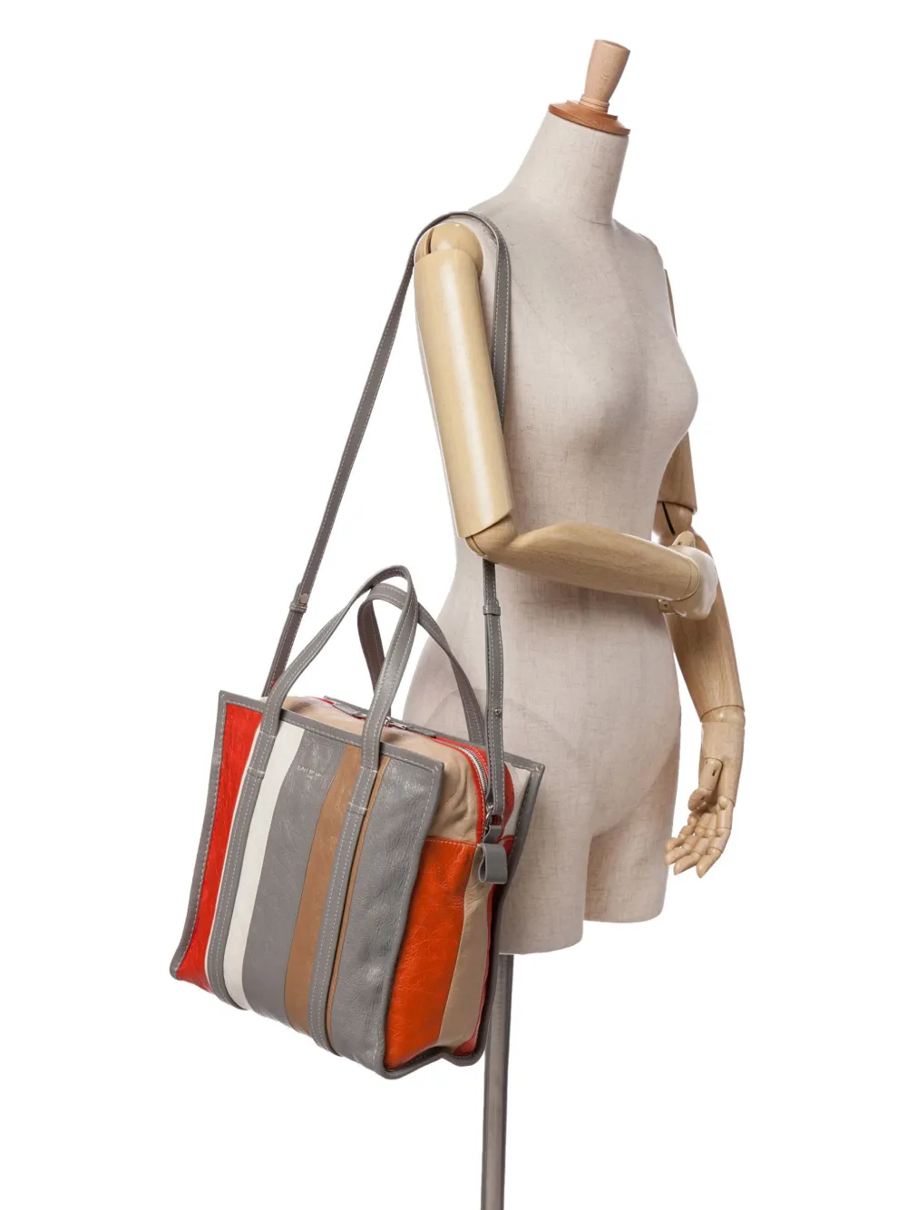 Pre-owned Balenciaga 2005 M Lambskin Bazar Shopper Satchel In Gray