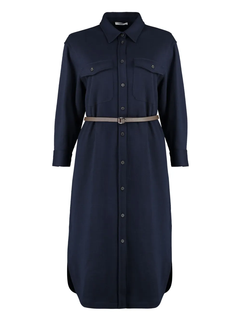 Peserico belted flap-pocket midi shirt dress Blauw