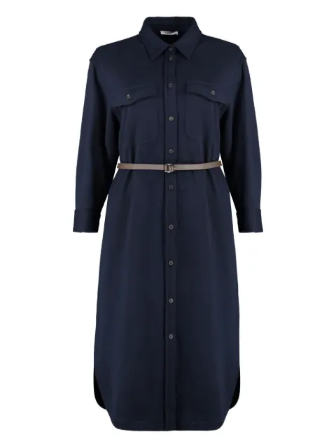 Peserico belted flap-pocket midi shirt dress