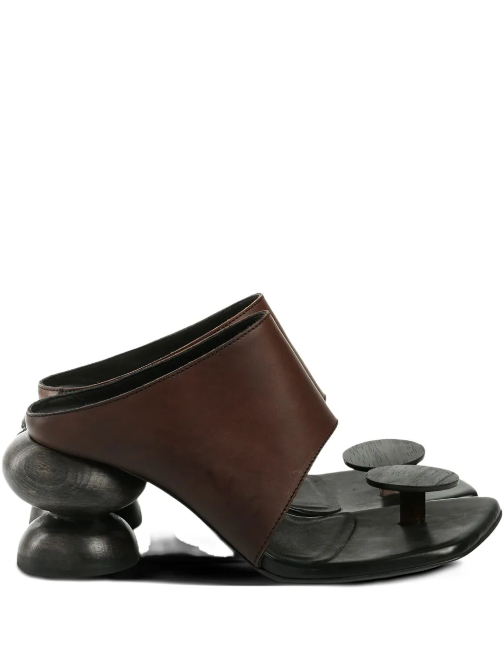 Uma Wang Sculpted-heel Leather Sandals In Brown