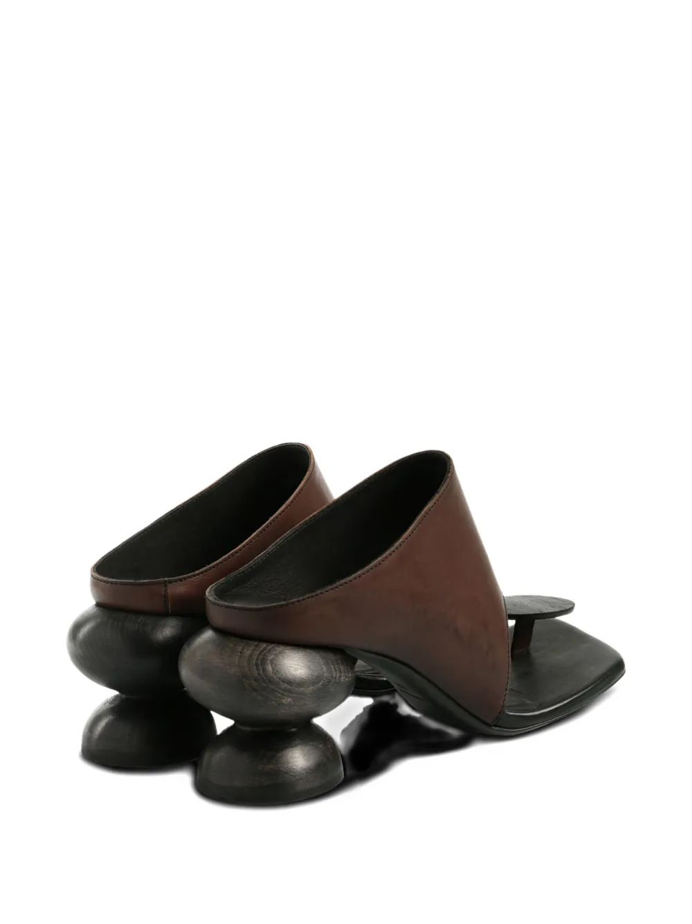 Uma Wang Sculpted-heel Leather Sandals In Brown