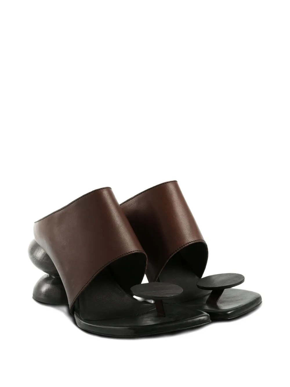 Uma Wang Sculpted-heel Leather Sandals In Brown