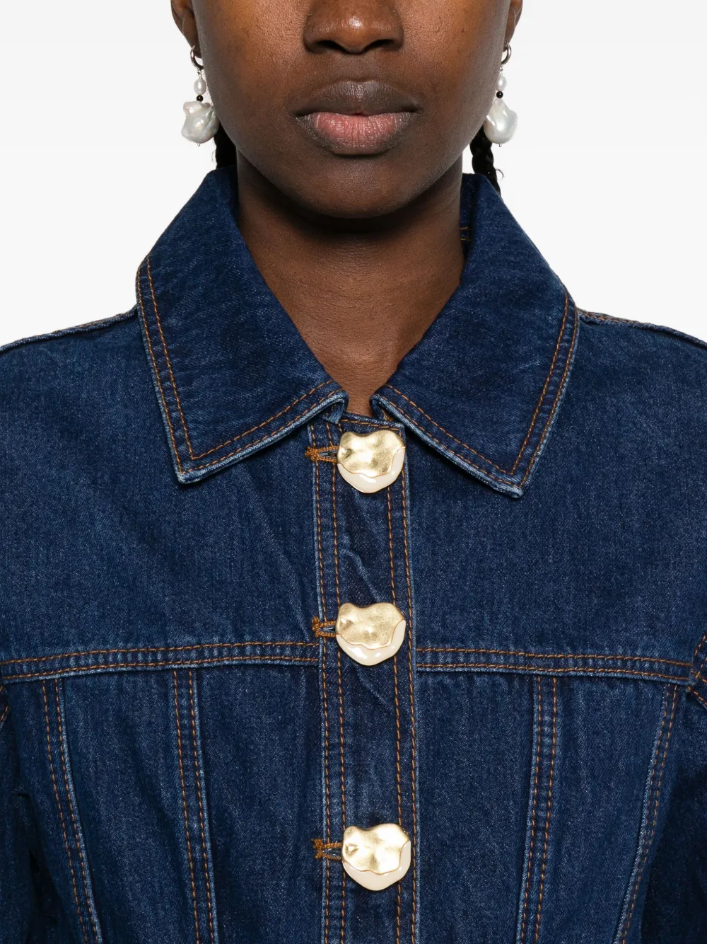 Aje Gianna Buttoned-up Denim Shirt In Blue