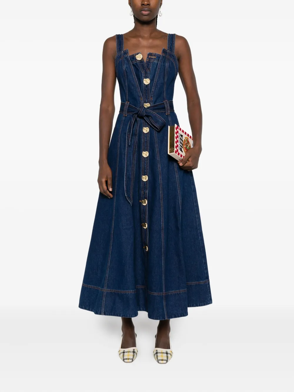 Aje Giana midi-jurk met knopen - Blauw