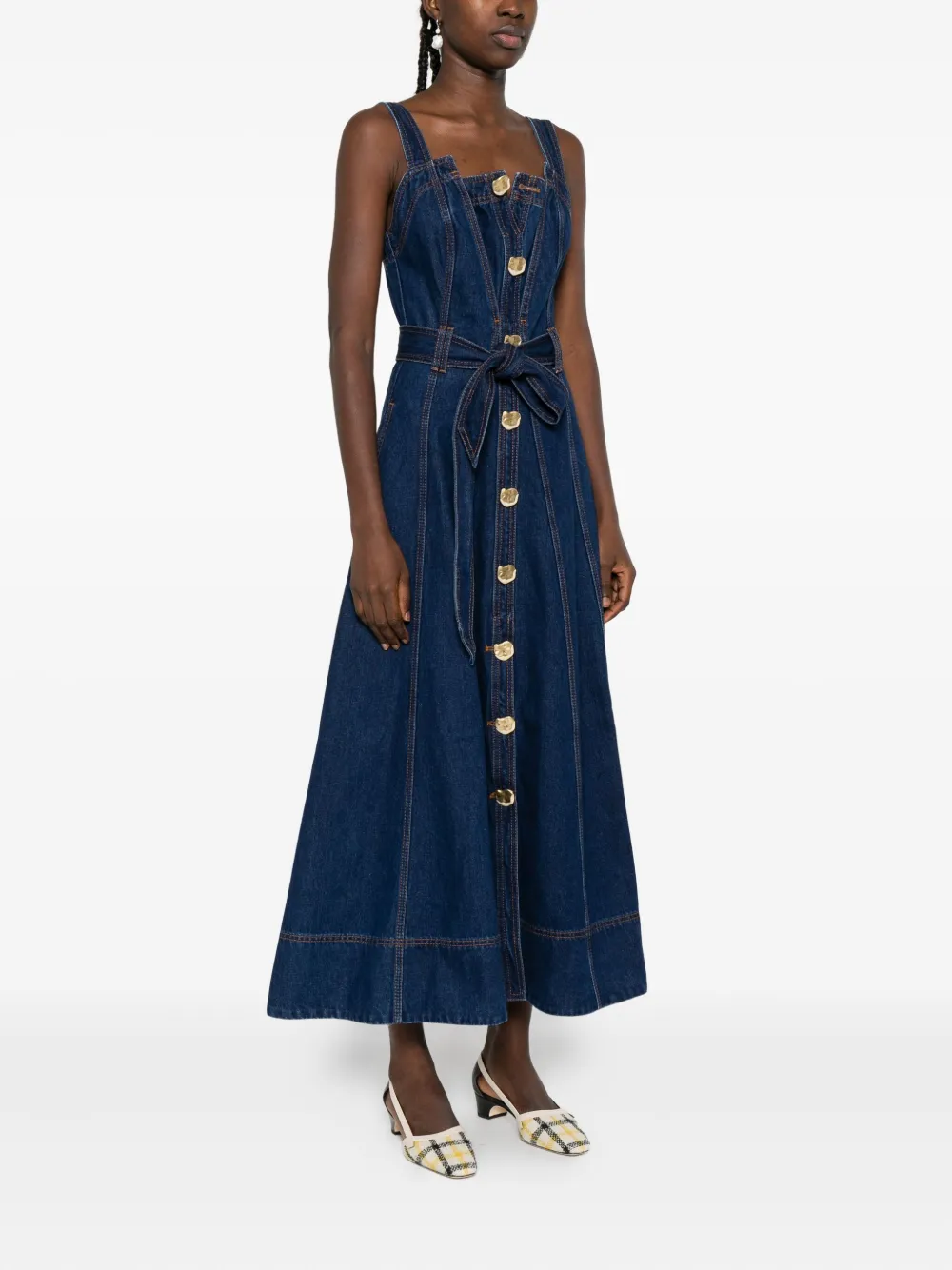 Aje Giana Button-front Midi Dress In Blue