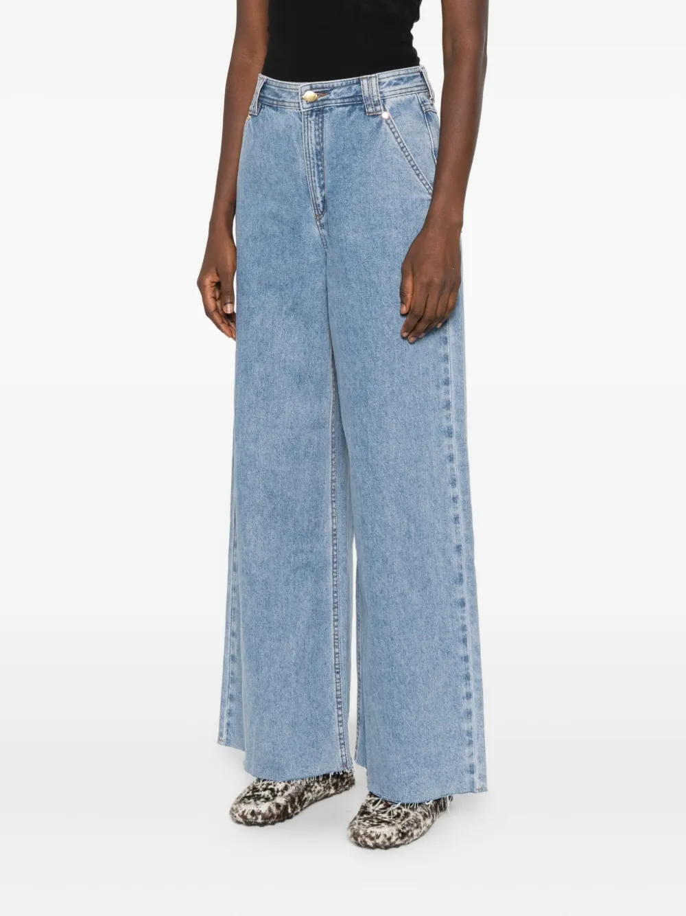 Aje Holland Frayed Jeans In Blue