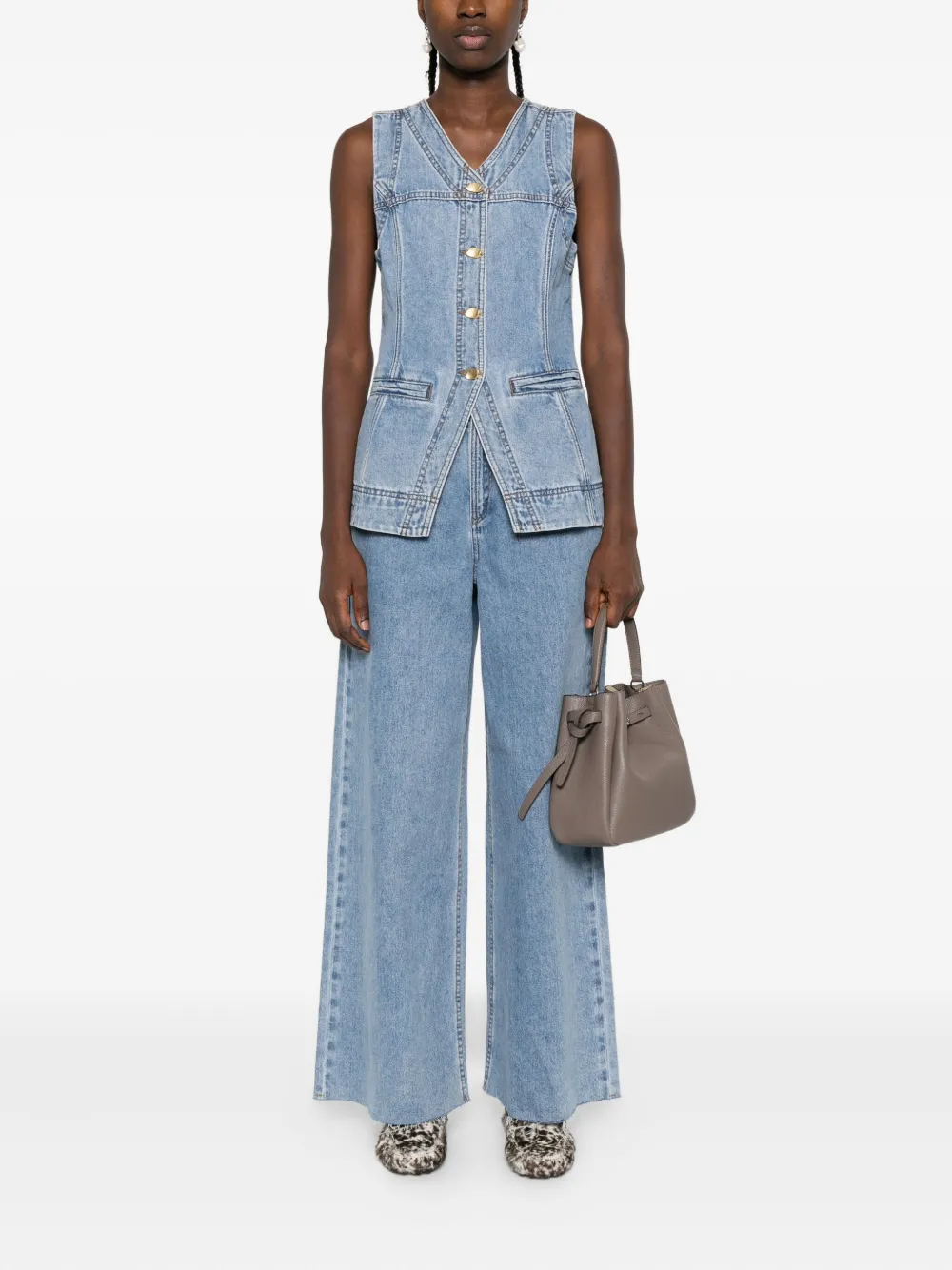 Aje Holland jeans met franje - Blauw