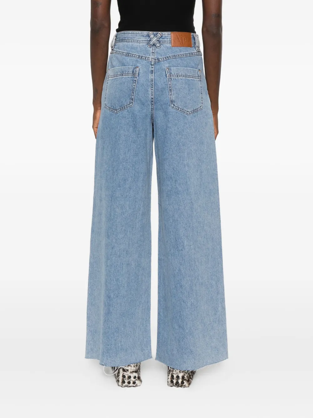 Aje Holland Frayed Jeans In Blue